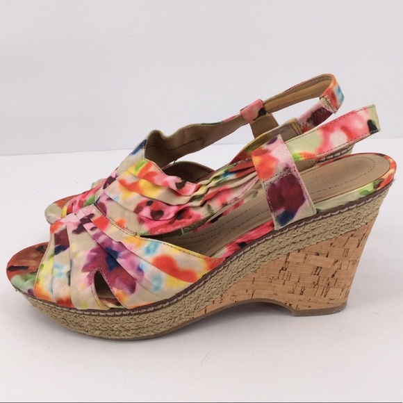 Naturalizer Shoes - Naturalizer Floral Print Wedge Open Toe Sz 8 1/2
